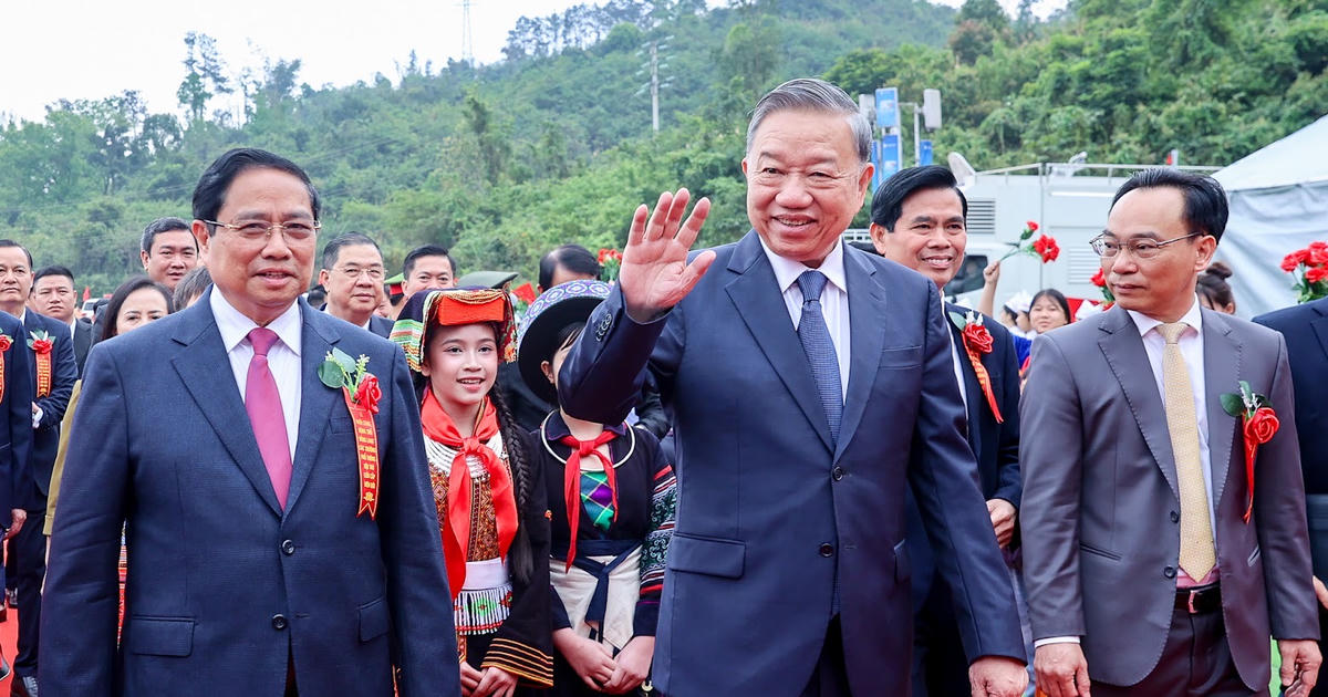 Tổng Bí thư, Thủ tướng dự lễ khởi công Trường phổ thông nội trú tiểu học và trung học cơ sở Đồng Đăng, tỉnh Lạng Sơn