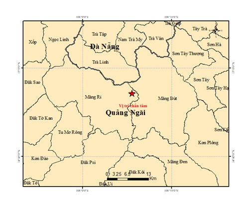 Quảng Ngãi: Động đất 4.0 độ Richter tại Quảng Ngãi