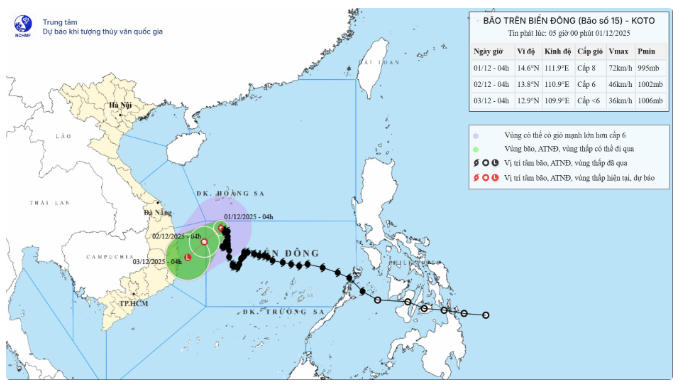 Bão số 15 giữ nguyên cường độ, ít dịch chuyển và suy yếu dần Bão số 15 giữ nguyên cường độ, ít dịch chuyển và suy yếu dần