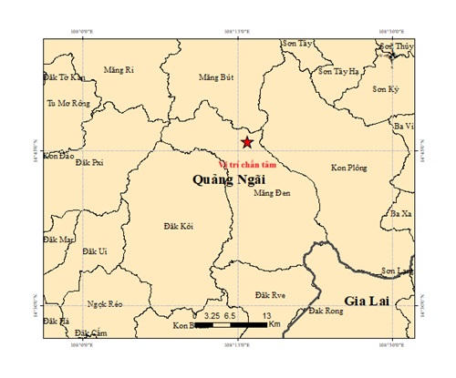 Quảng Ngãi: Động đất 3.7 độ Richter xảy ra tại xã Măng Đen