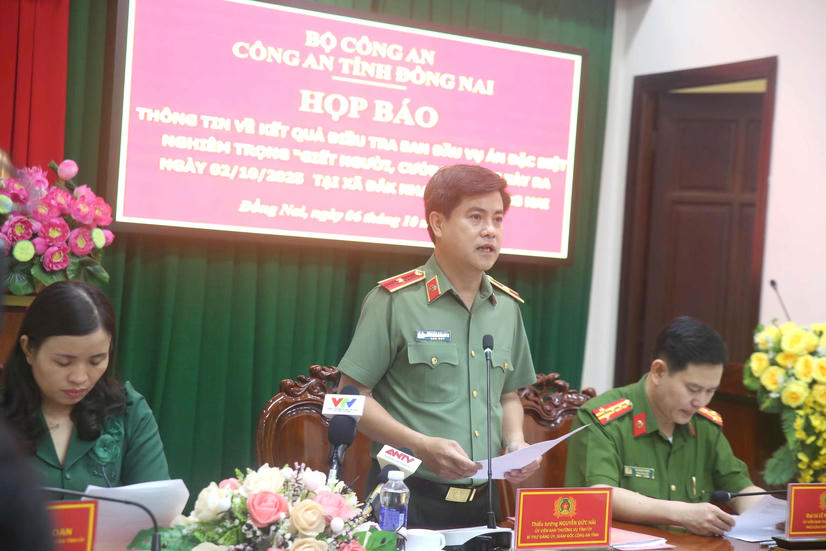 Công an tỉnh Đồng Nai họp báo thông tin về vụ án thanh niên bắn 3 người tử vong, cướp tài sản