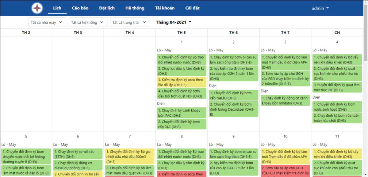 Màn hình chính của Website.