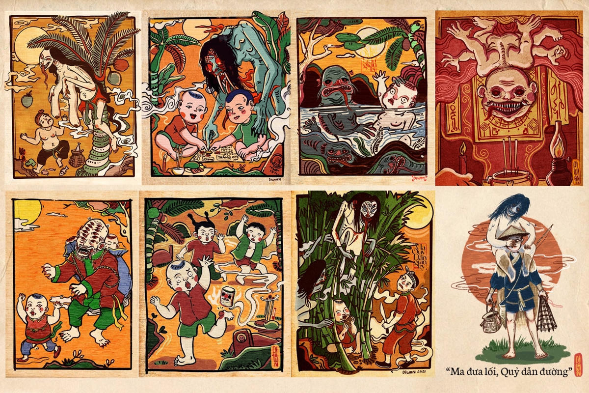 Tác phẩm Ma Vú Dài miền Tây từ dự án Ma Quỷ Dân Gian Ký. Ảnh: Duy Văn.