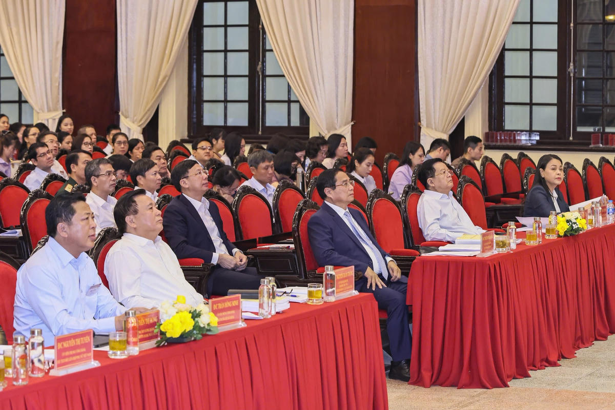 Thủ tướng Chính phủ Phạm Minh Chính dự Hội nghị tại điểm cầu Trung ương. Ảnh: Quang Vinh.