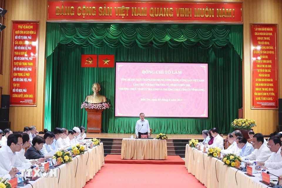 Tổng Bí thư Tô Lâm phát biểu chỉ đạo. (Ảnh: Thống Nhất/TTXVN)