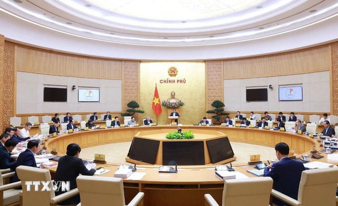 Phiên họp Chính phủ chuyên đề về xây dựng pháp luật tháng 4/2025. (Ảnh: Dương Giang/TTXVN) ttxvn-thu-tuong-chu-tri-phien-hop-chinh-phu-1304-2.jpg