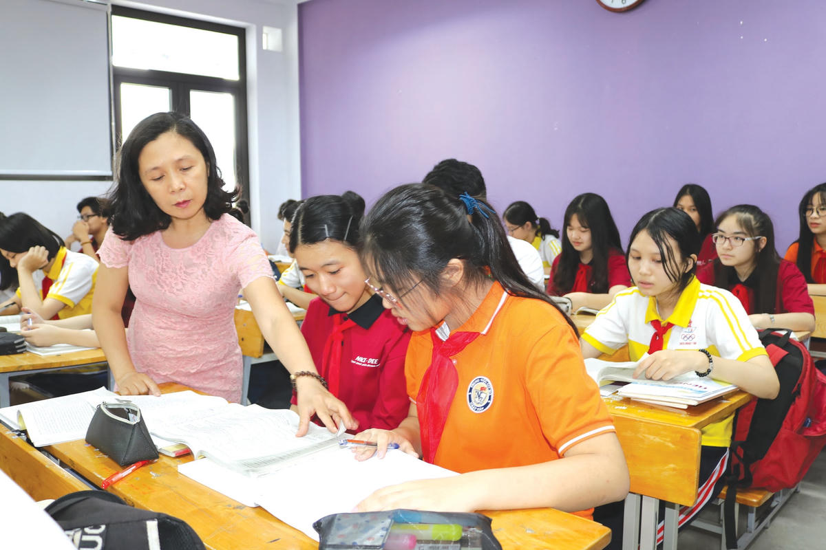 Một tiết học ở Trường THCS Nhật Tân, Hà Nội. Ảnh: Nguyễn Hoài.