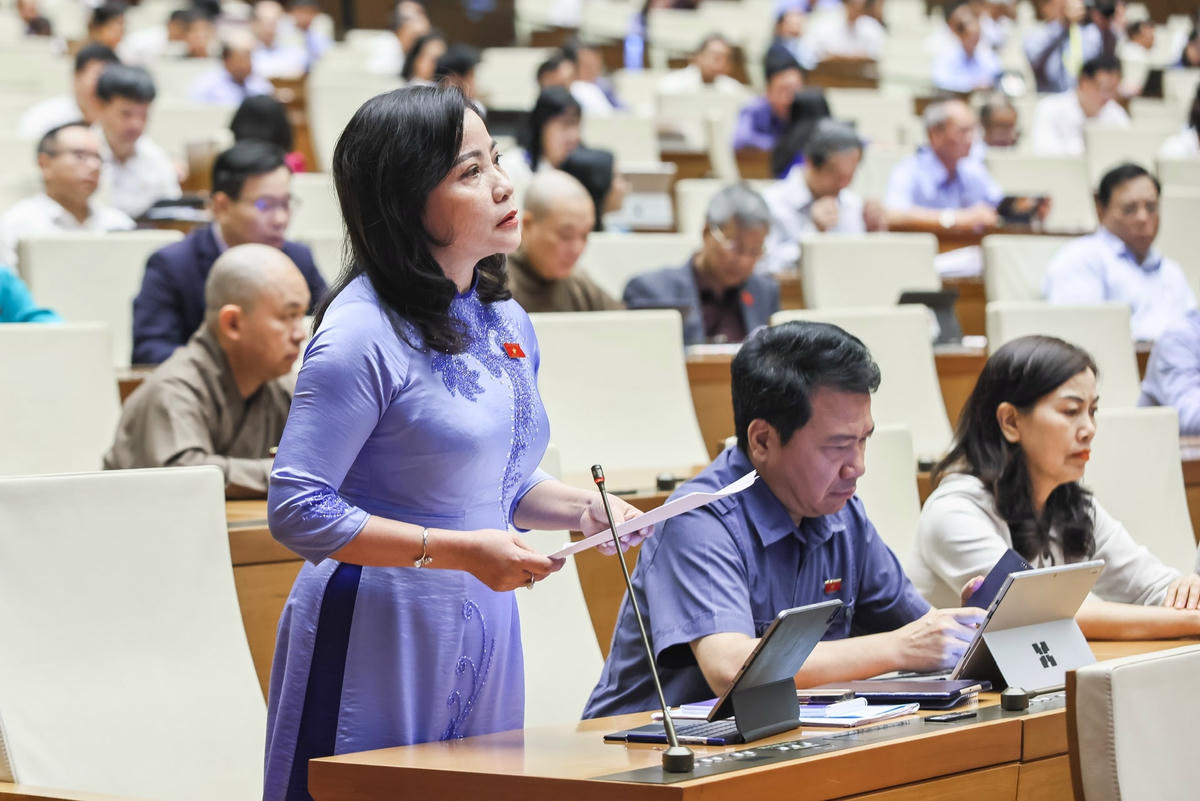 Đại biểu Quốc hội Nguyễn Thị Thu Nguyệt phát biểu (Ảnh: Quang Vinh)