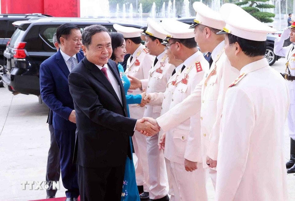 Chủ tịch Quốc hội Trần Thanh Mẫn tới dự buổi Lễ. (Ảnh: Phạm Kiên/TTXVN)