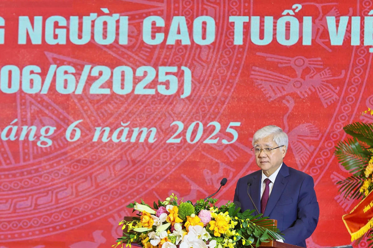 Chủ tịch Đỗ Văn Chiến phát biểu tại Lễ kỷ niệm. Ảnh: Quang Vinh