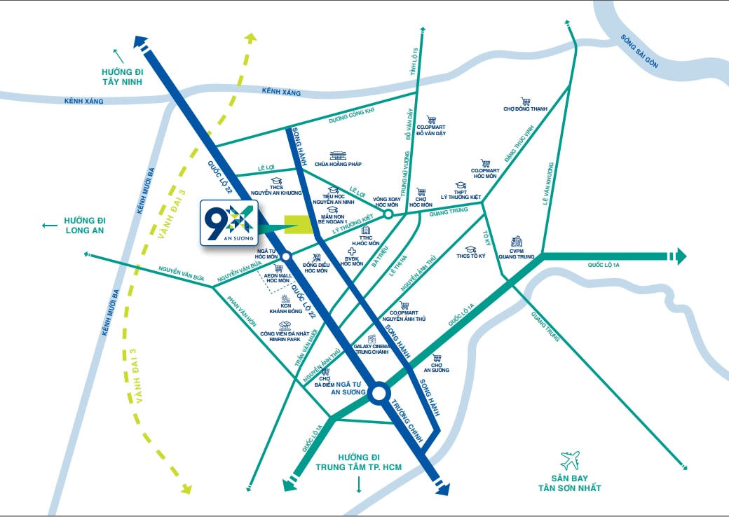 9X An Sương tọa lạc ở vị trí sầm uất nhất khu vực.