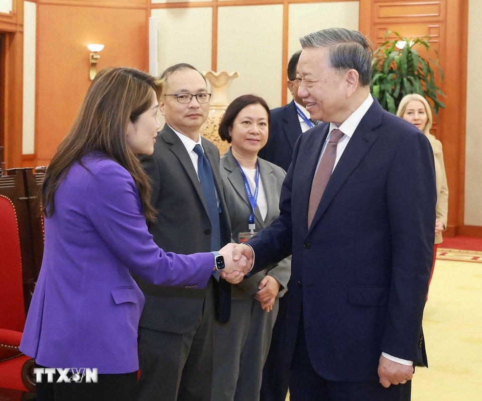 Tổng Bí thư Tô Lâm với các đại biểu. (Ảnh: Thống Nhất/TTXVN)