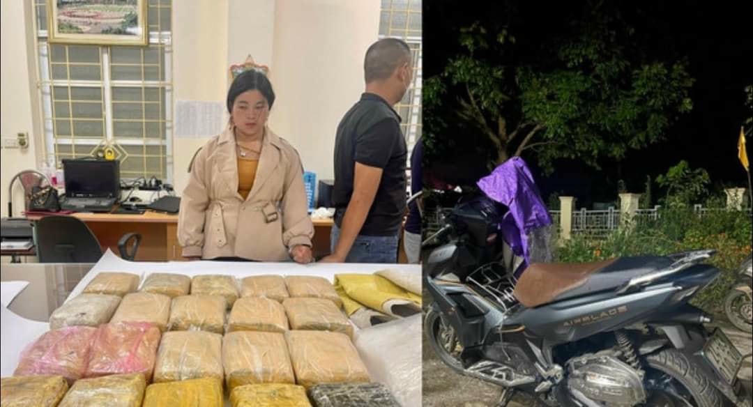 Giàng Thị Máy và tang vật. Ảnh Tống Huệ