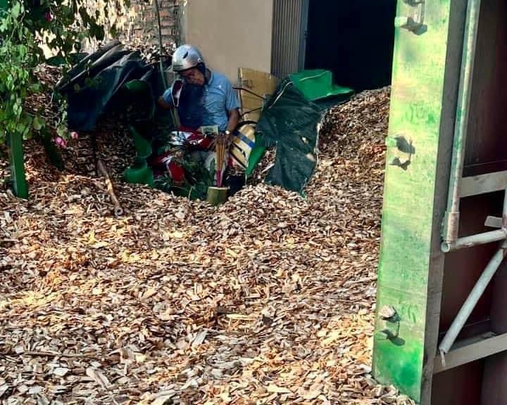 Thi thể người đàn ông bị vùi lẫn trong đống gỗ dăm