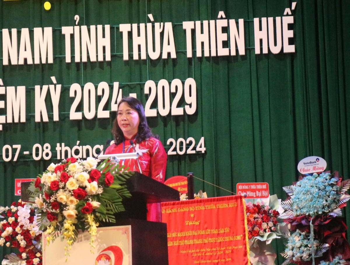 Bà Nguyễn Thị Ái Vân, Chủ tịch Uỷ ban MTTQ Việt Nam tỉnh Thừa Thiên - Huế, nhiệm kỳ 2024-2029. Ảnh: N.Q.