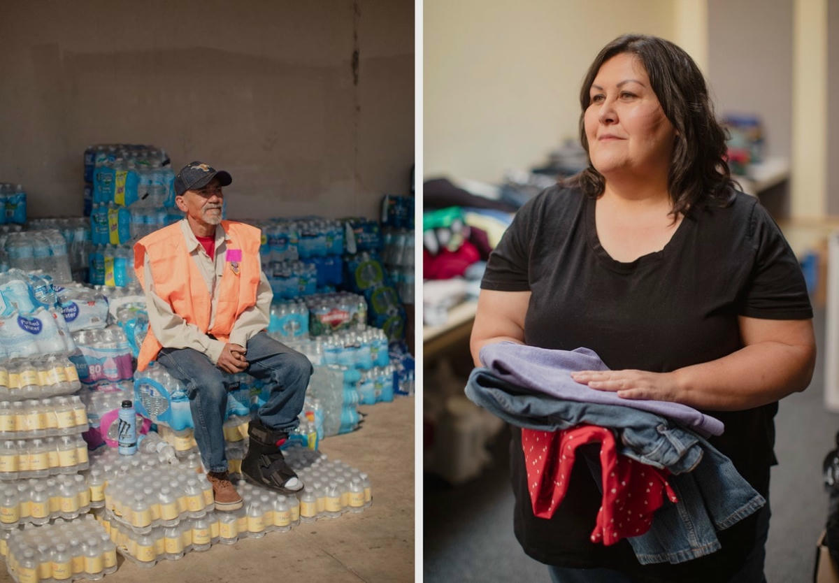 Những cư dân tại khu trú ẩn tạm thời cho những người sơ tán do hỏa hoạn. Ảnh: The Guardian.