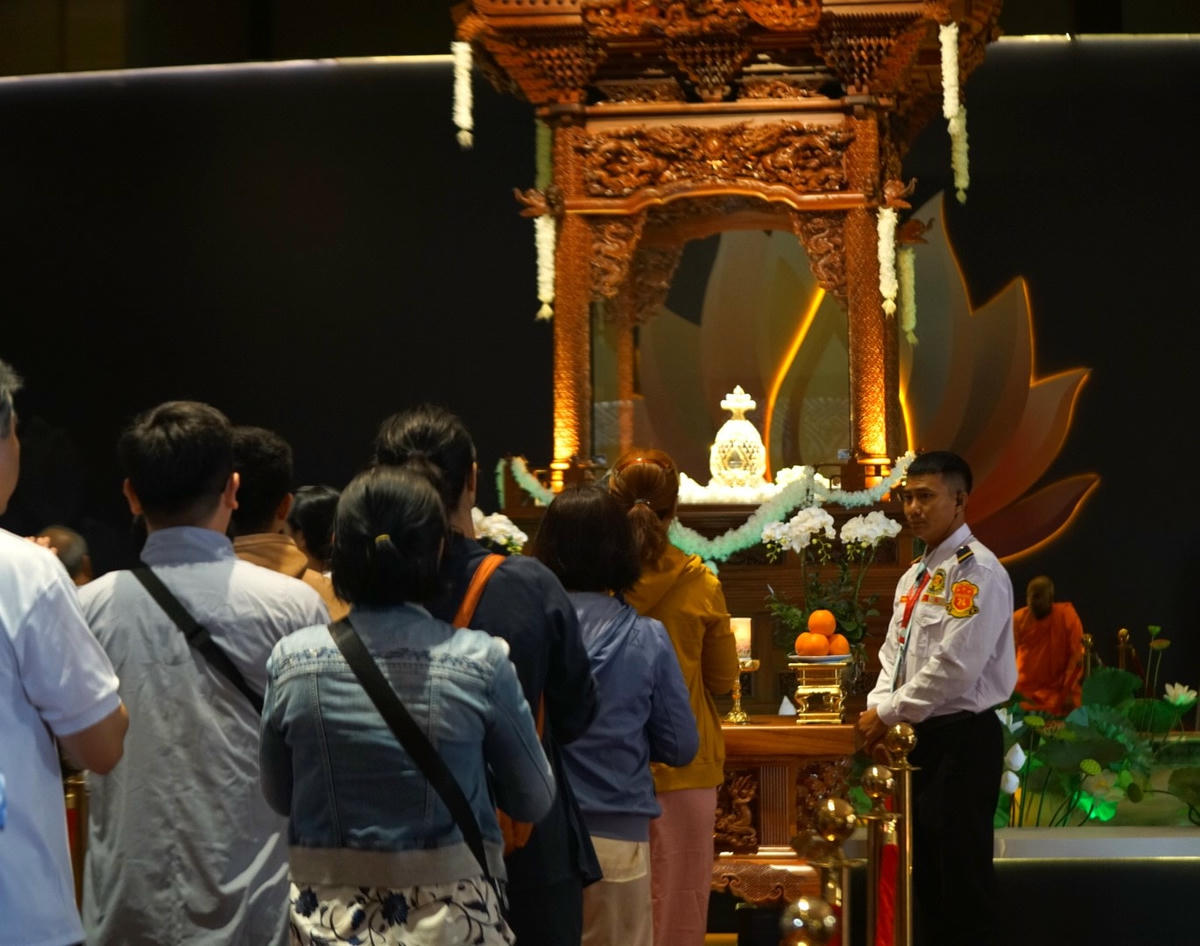 Khu vực tôn trí xá lợi Đức Phật được đảm bảo an ninh nghiêm ngặt. (Ảnh BTC).