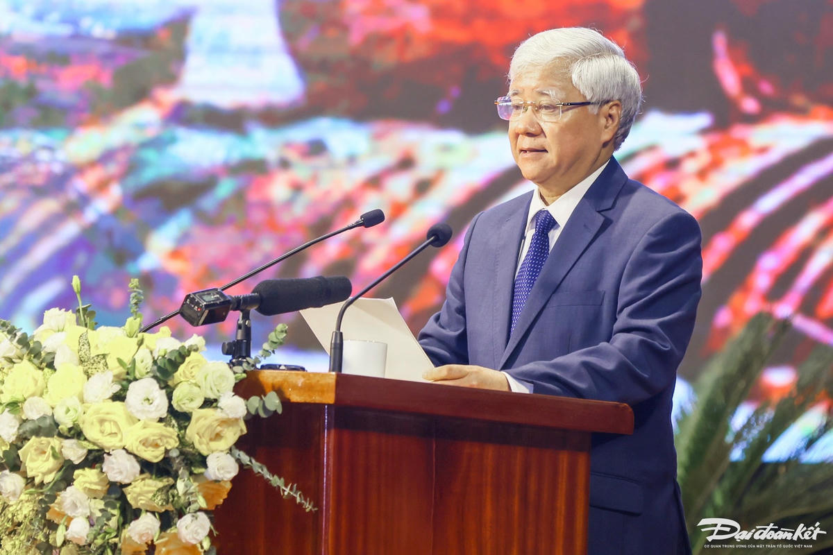 Bí thư Trung ương Đảng, Chủ tịch UBTƯ MTTQ Việt Nam Đỗ Văn Chiến phát biểu tại chương trình. Ảnh: Quang Vinh.