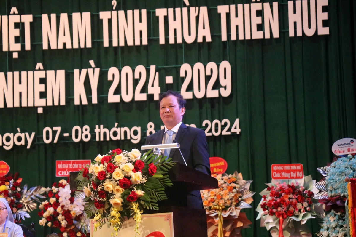 Ông Lê Trường Lưu, Bí thư Tỉnh ủy Thừa Thiên - Huế phát biểu tại đại hội. Ảnh: N.Q.