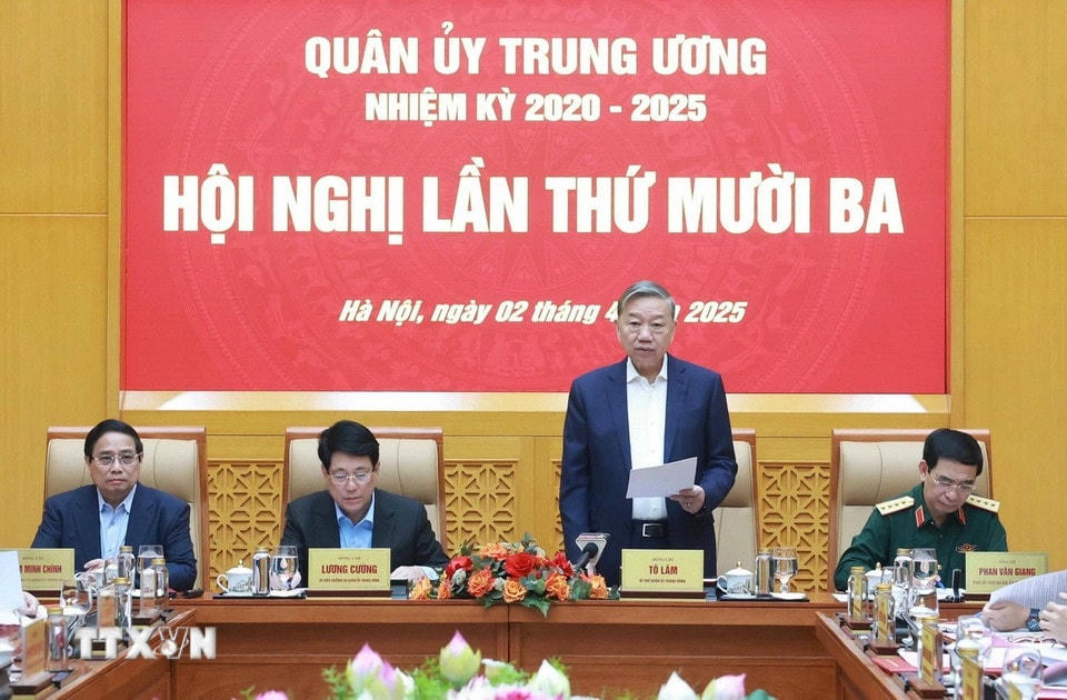 Tổng Bí thư Tô Lâm, Bí thư Quân ủy Trung ương chủ trì Hội nghị Quân ủy Trung ương lần thứ mười ba, nhiệm kỳ 2020-2025. (Ảnh: Thống Nhất/TTXVN) ttxvn-tong-bi-thu-to-lam-chu-tri-hoi-nghi-quan-uy-trung-uong-lan-thu-muoi-ba-7949007-4-resize.jpg