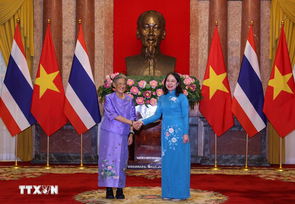 Phó Chủ tịch nước Võ Thị Ánh Xuân tiếp Công chúa Thái Lan Maha Chakri Sirindhorn. (Ảnh: Văn Điệp/TTXVN) ttxvn-pho-chu-tich-nuoc-vo-thi-anh-xuan-tiep-cong-chua-thai-lan-1405.jpg