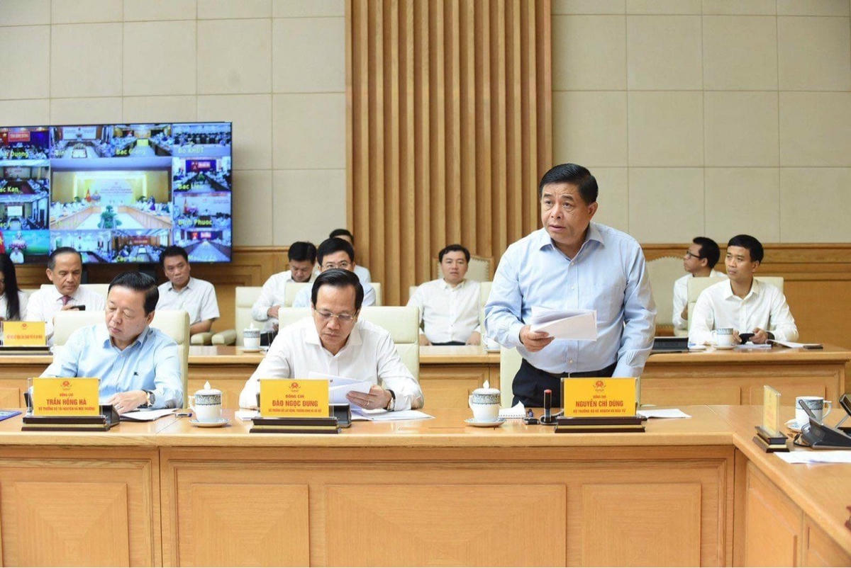 Bộ trưởng Bộ Kế hoạch và Đầu tư Nguyễn Chí Dũng phát biểu tại Hội nghị. Ảnh: MPI