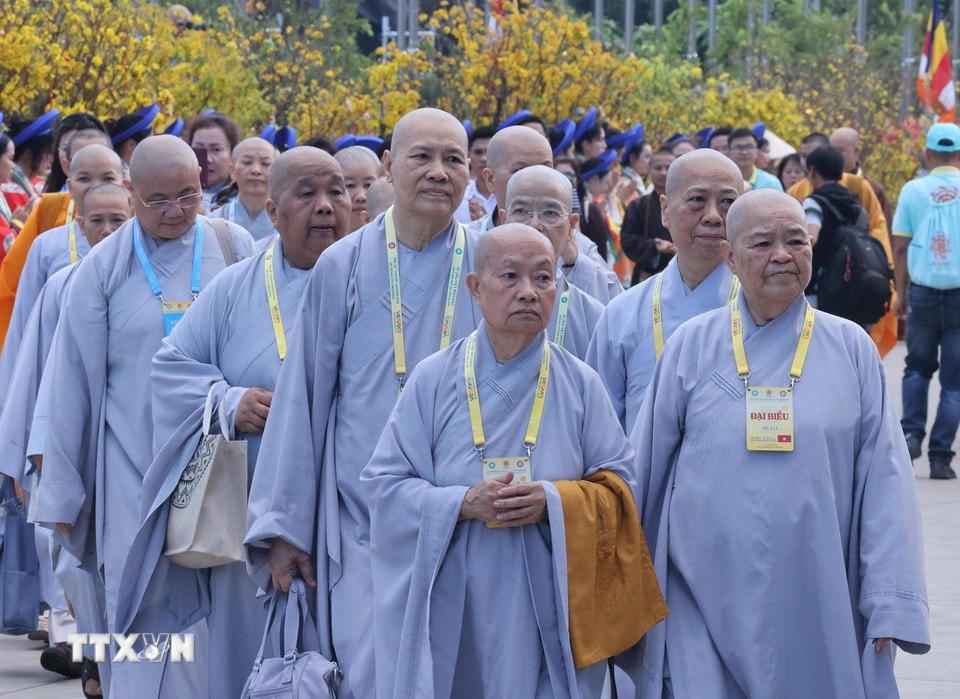 Các đại biểu về dự Lễ khai mạc Đại lễ Vesak Liên hợp quốc năm 2025. (Ảnh: Lâm Khánh/TTXVN)