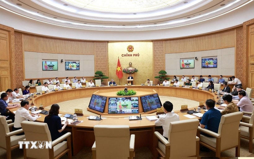 Phiên họp Chính phủ thường kỳ tháng 6 năm 2025 và Hội nghị trực tuyến Chính phủ với các địa phương. (Ảnh: Dương Giang/TTXVN)
