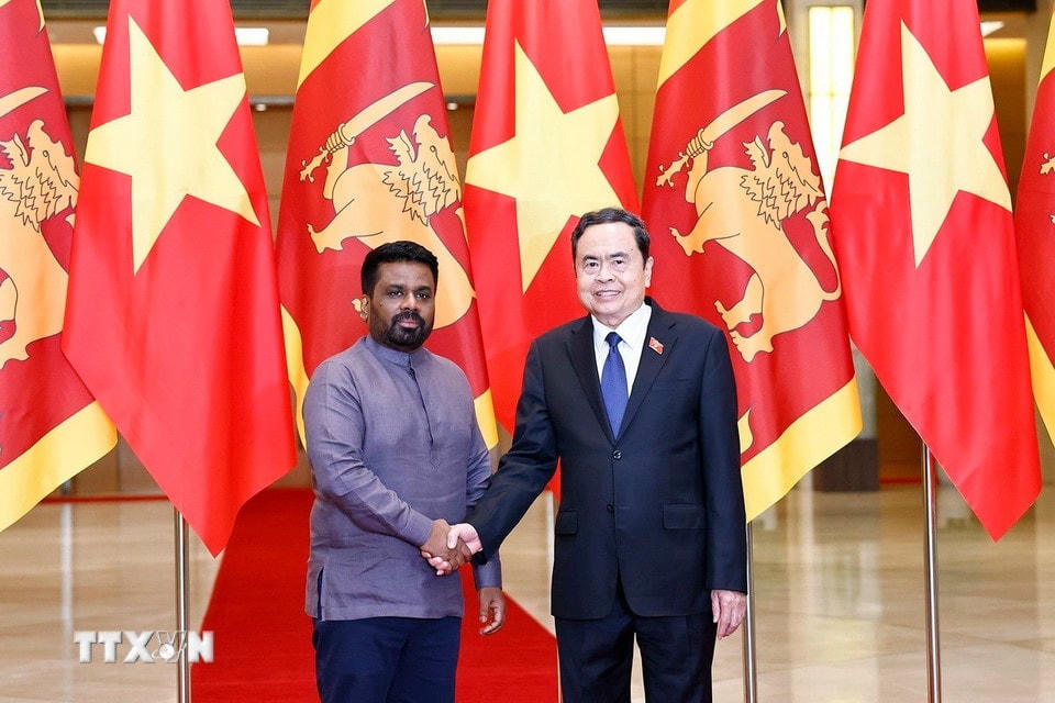 Chủ tịch Quốc hội Trần Thanh Mẫn hội kiến Tổng thống Sri Lanka Anura Kumara Dissanayaka. (Ảnh: Doãn Tấn/TTXVN)