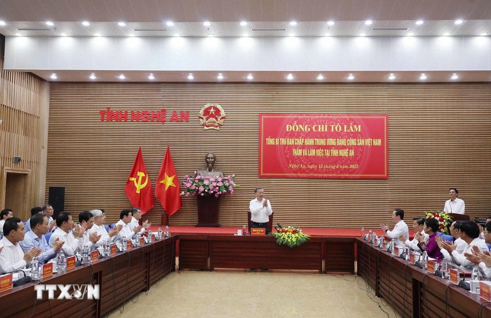 Tổng Bí thư Tô Lâm tại buổi làm việc. (Ảnh: Thống Nhất/TTXVN)