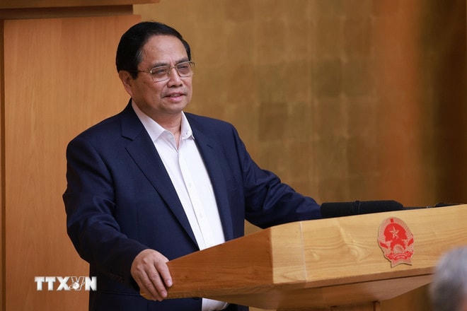 Thủ tướng Phạm Minh Chính chủ trì Phiên họp Chính phủ thường kỳ tháng 6 năm 2025 và Hội nghị trực tuyến Chính phủ với các địa phương. (Ảnh: Dương Giang/TTXVN) ttxvn-thu-tuong-pham-minh-chinh-chu-tri-phien-hop-chinh-phu-thuong-ky-thang-6-8129243-8.jpg