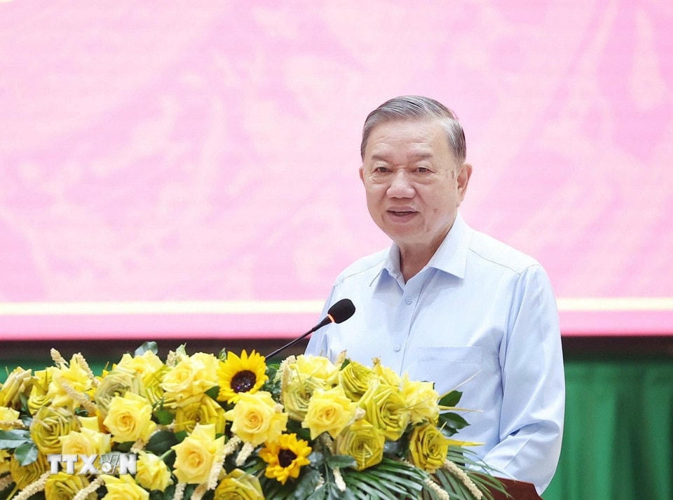 Tổng Bí thư Tô Lâm phát biểu chỉ đạo. (Ảnh: Thống Nhất/TTXVN)