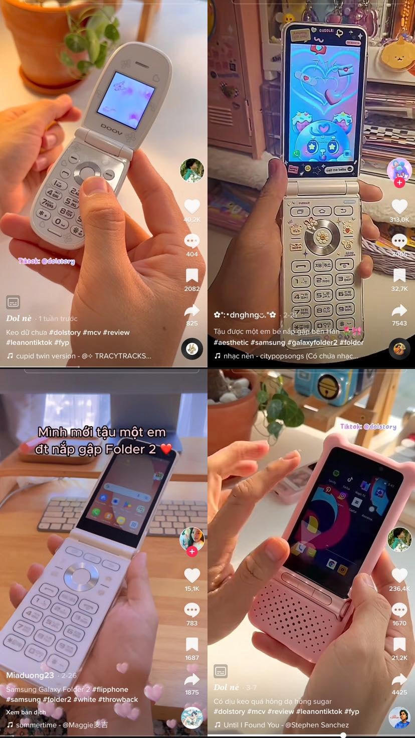 Sử dụng điện thoại nắp gập, điện thoại đời cũ bỗng trở thành "hiện tượng".