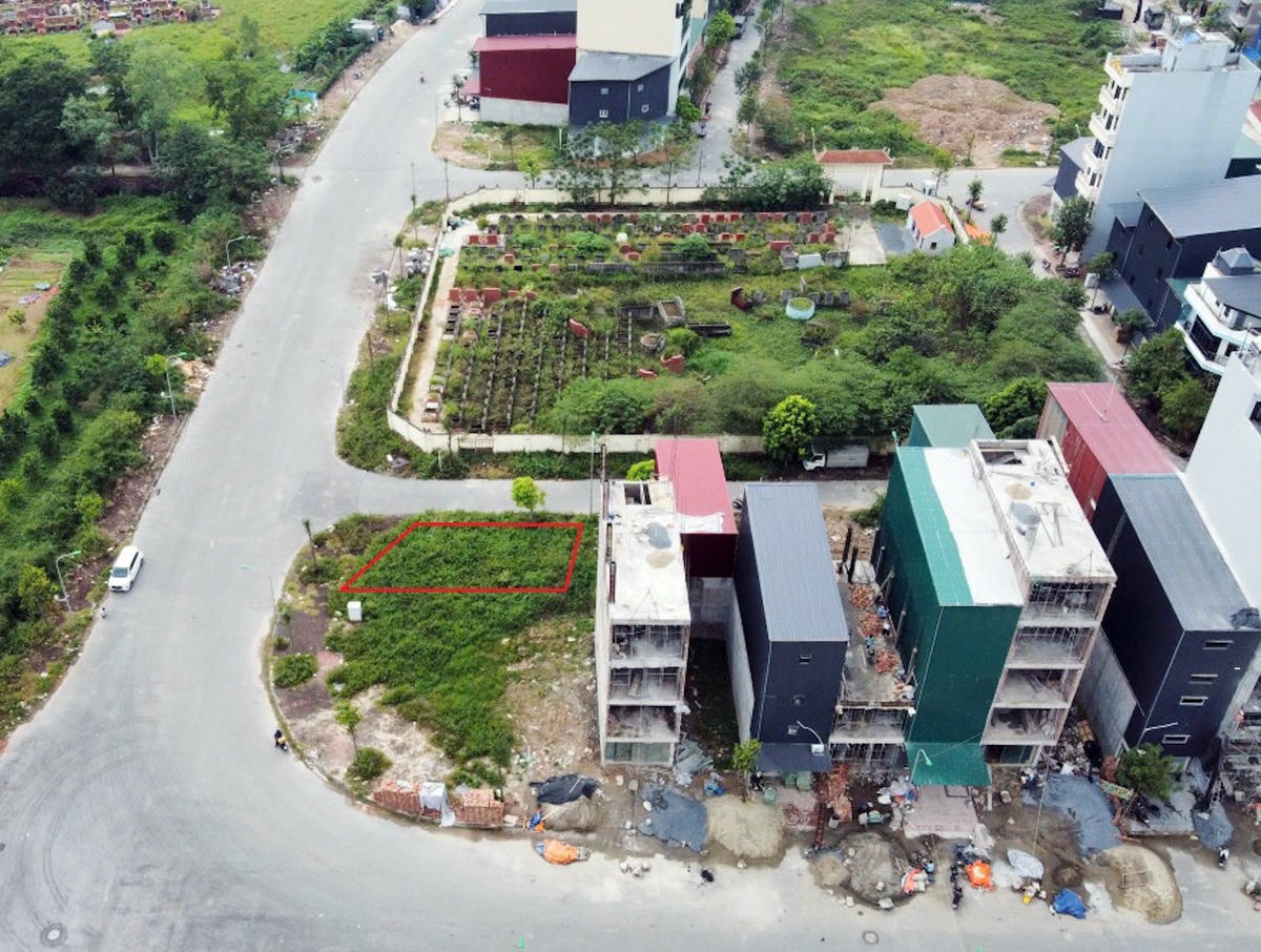 Lô đất ký hiệu 1A-03 (được khoanh viền đỏ) trúng đấu giá hơn 262 triệu đồng/m2 tại khu Đống Đanh - Đồng Cộc, phường Phú Lương, quận Hà Đông (Hà Nội). Ảnh: Đ.P.