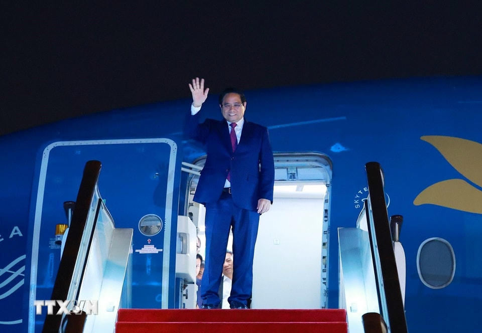 Thủ tướng Phạm Minh Chính đến Thiên Tân, bắt đầu chuyến tham dự Hội nghị Thượng đỉnh Tổ chức Hợp tác Thượng Hải (SCO) 2025. (Ảnh: Dương Giang/TTXVN)