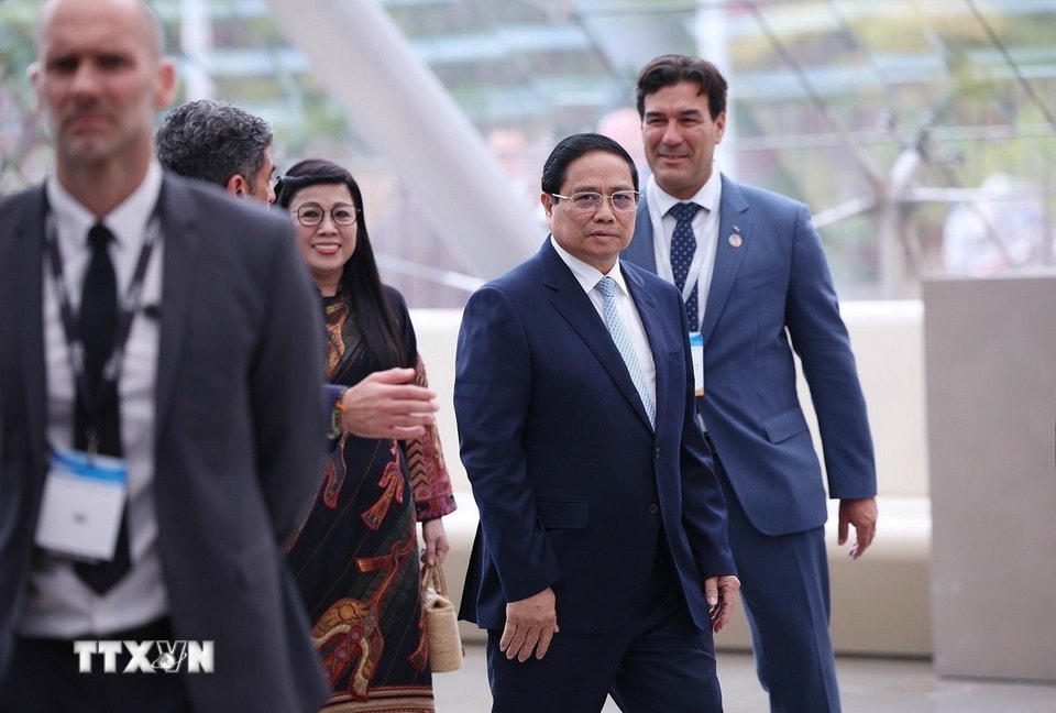 Thủ tướng Phạm Minh Chính đến dự Hội nghị Đại dương của Liên hợp quốc lần thứ 3. (Ảnh: Dương Giang/TTXVN)