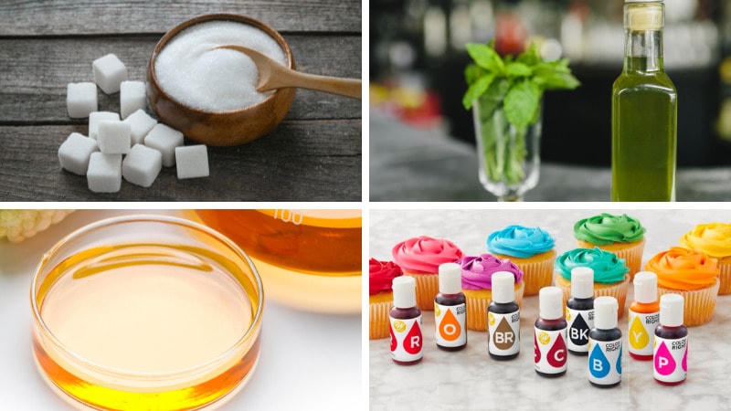 Nguyên liệu làm kẹo gậy Noel.