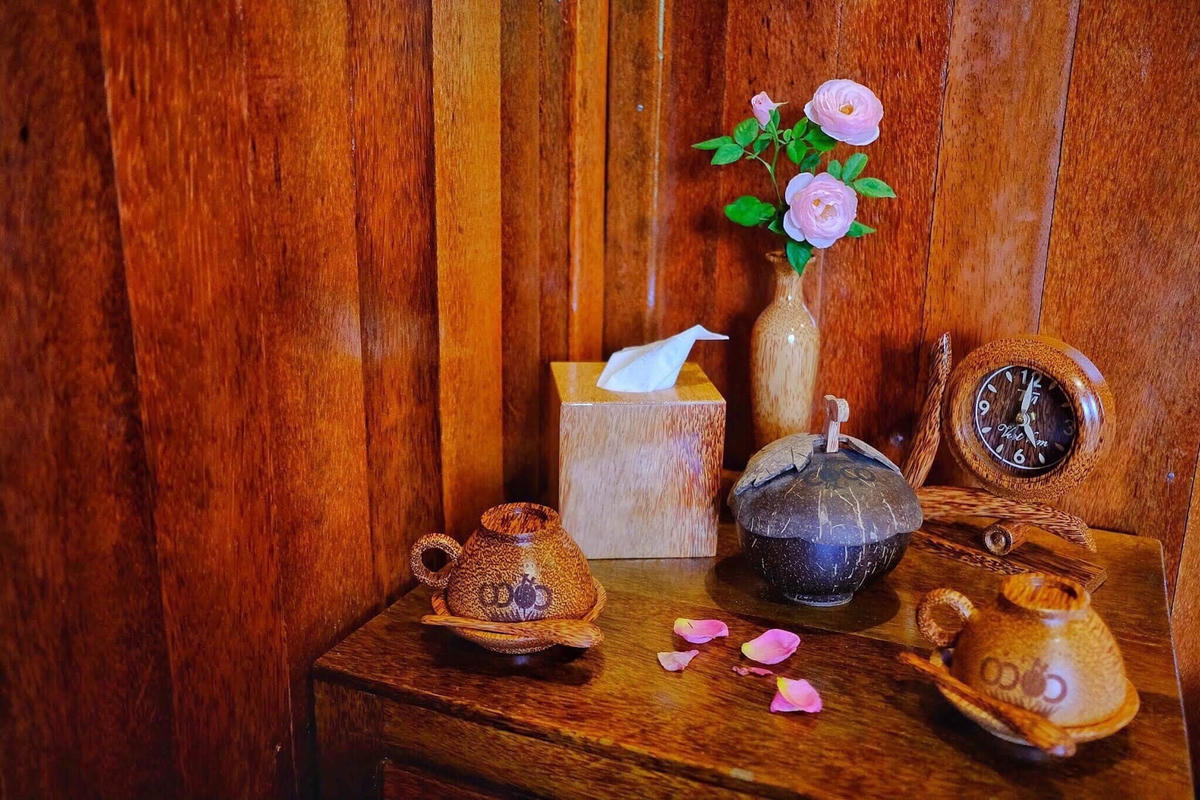 Một góc căn nhà dừa độc đáo.  