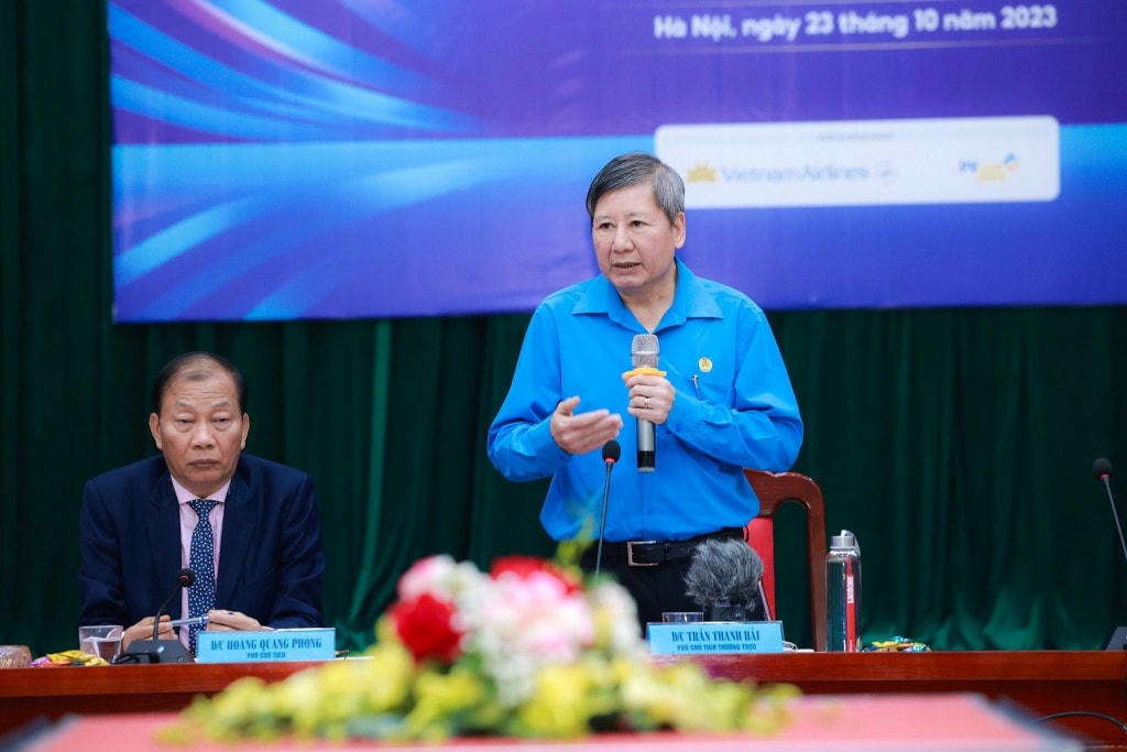 Ông Trần Thanh Hải - Phó Chủ tịch Thường trực Tổng LĐLĐ Việt Nam, Chủ tịch Hội đồng xếp hạng “Doanh nghiệp tiêu biểu vì người lao động” chia sẻ tại hop báo.