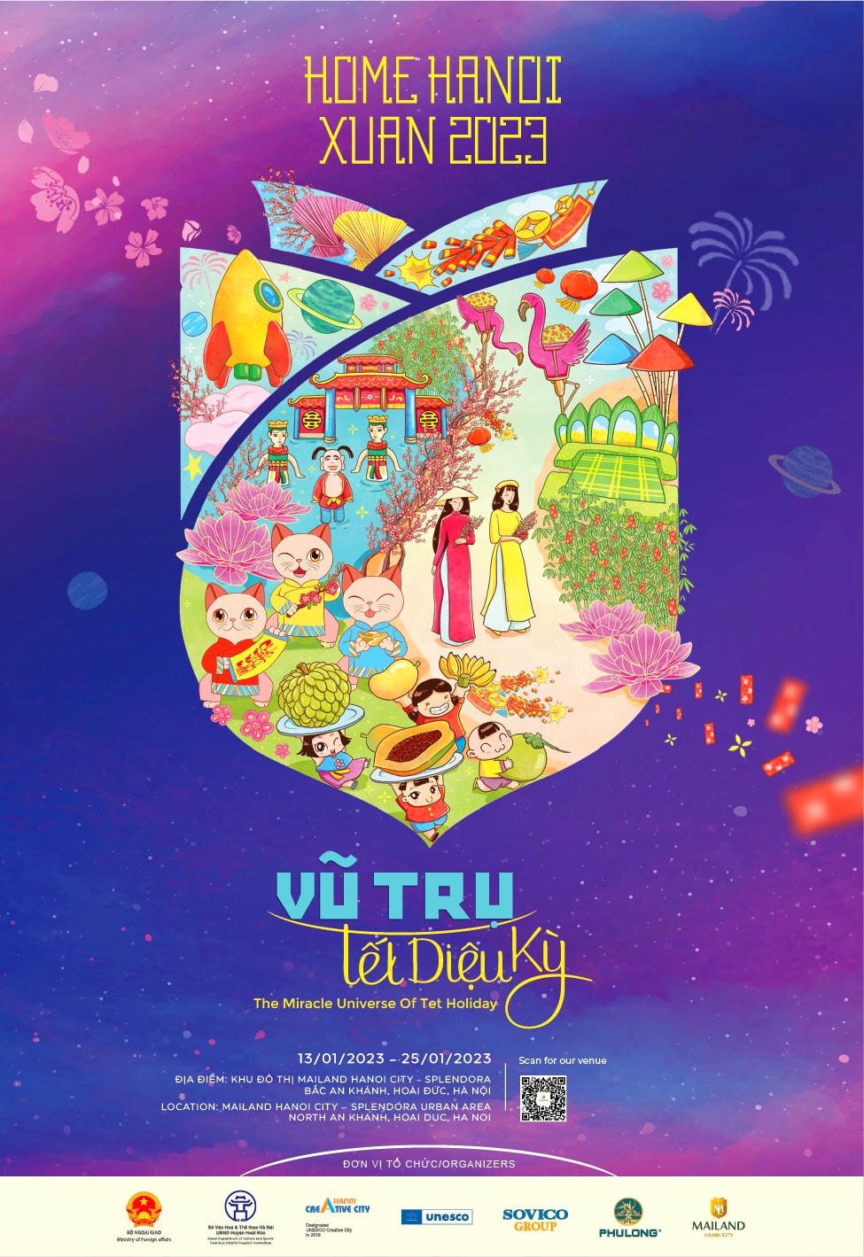 Đường hoa Home Hanoi Xuan 2023 sẽ là chuyến du hành đặc biệt đưa du khách đến với diệu kỳ Tết Việt. Ảnh: Home Hanoi Xuan 2023.