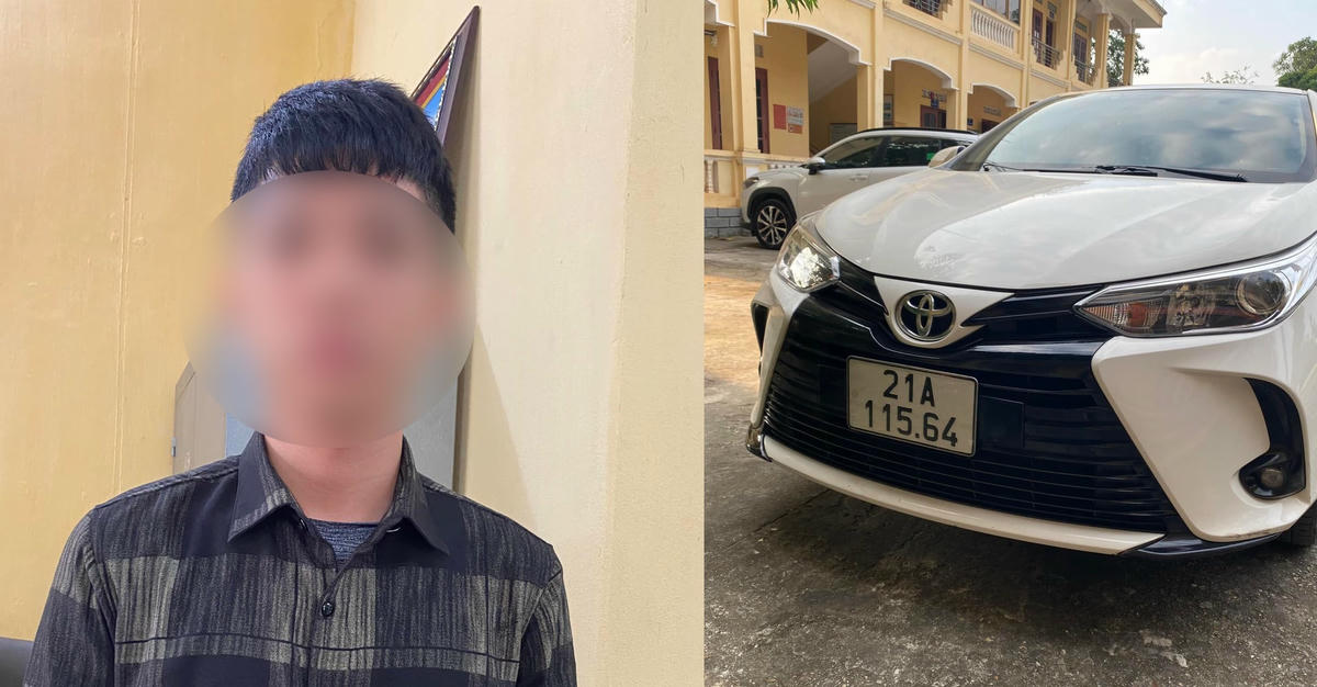 Nguyễn Hải Đăng cùng chiếc xe gây tai nạn tại CQĐT. Ảnh CACC