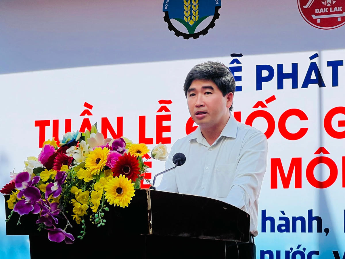 Ông Lương Văn Anh, Phó Tổng cục trưởng Tổng cục Thủy lợi, Bộ Nông nghiệp và Phát triển nông thôn phát biểu tại lễ phát động.