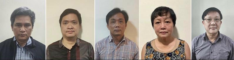 Các bị can bị khởi tố. Ảnh: Bộ Công an