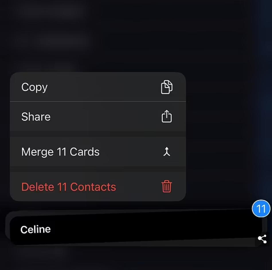 Nhấn bằng hai ngón tay cùng một lúc sẽ cho phép chọn và xóa hàng loạt liên hệ. Ảnh: Daily Mail.