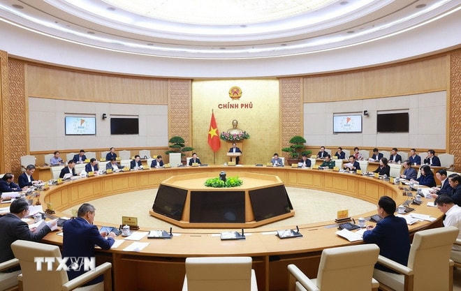 Thủ tướng Phạm Minh Chính chủ trì Phiên họp Chính phủ chuyên đề về xây dựng pháp luật tháng 3/2025. (Ảnh: Dương Giang/TTXVN) ttxvn-thu-tuong-hop-chuyen-de-2.jpg