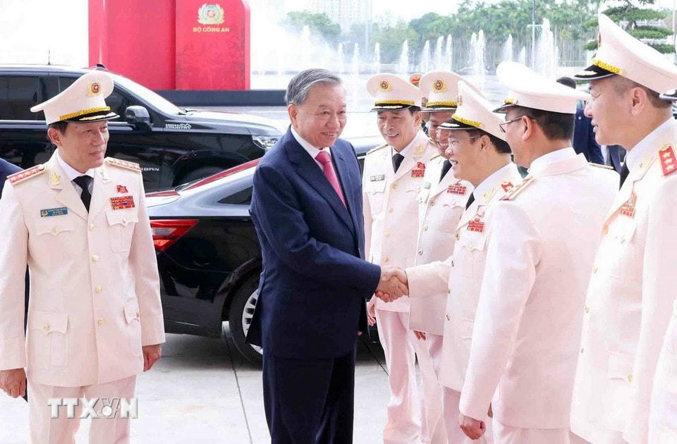 Tổng Bí thư Tô Lâm tới dự buổi lễ. (Ảnh: Phạm Kiên/TTXVN)