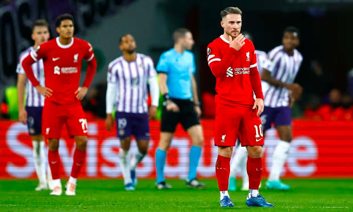 Liverpool hứng chịu trận thua đau đớn với tỷ số 2-3 trước Toulouse (Ảnh: Getty).