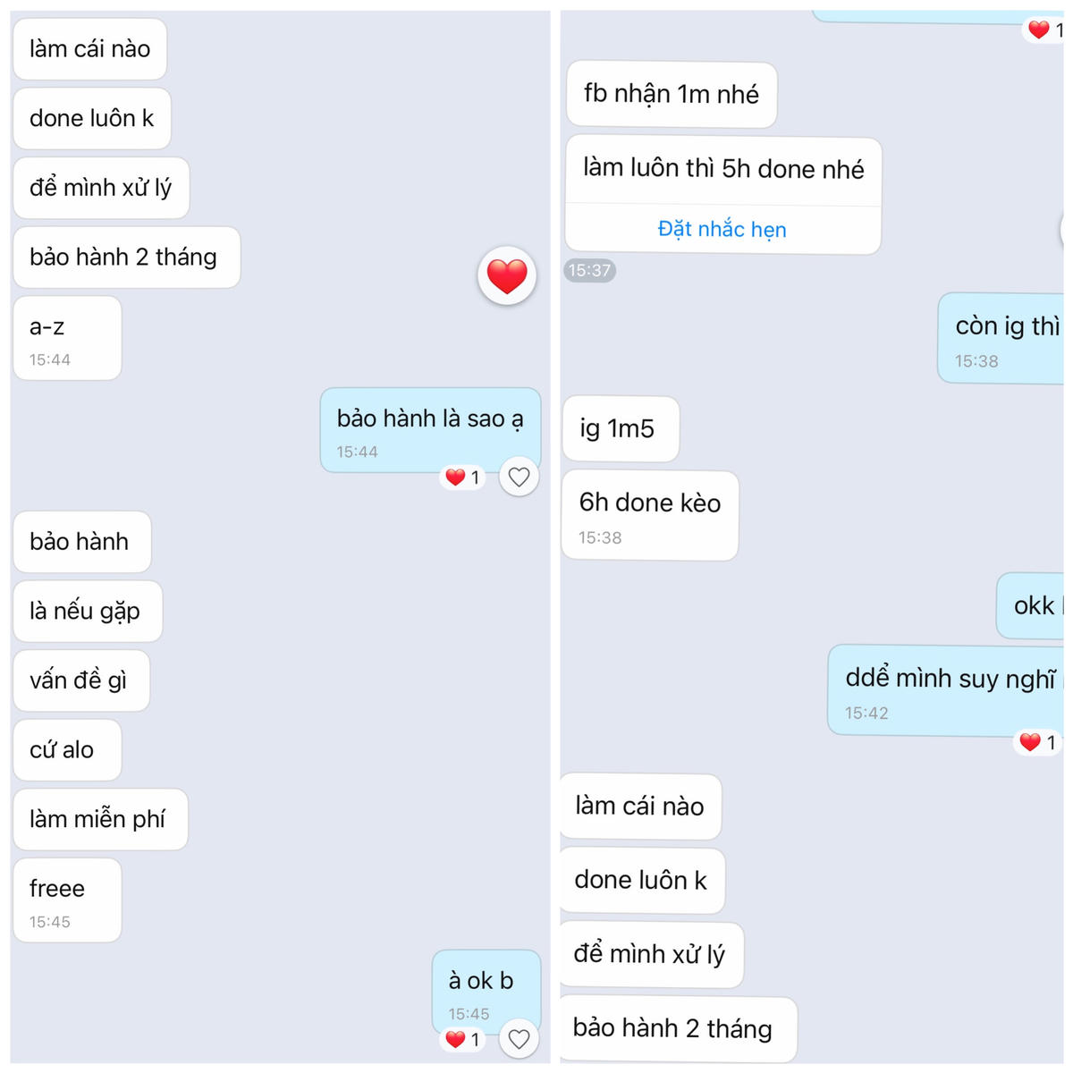 Cam kết "bảo hành" lên đến 2 tháng.