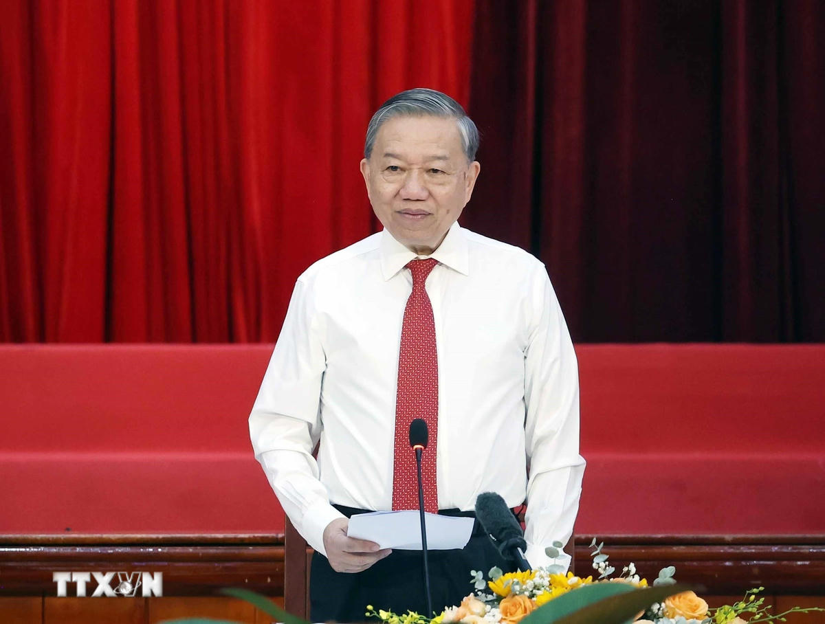 Tổng Bí thư Tô Lâm phát biểu. (Ảnh: Thống Nhất/TTXVN) ttxvn-tong-bi-thu-to-lam-lao-thanh-cach-mang-3.jpg