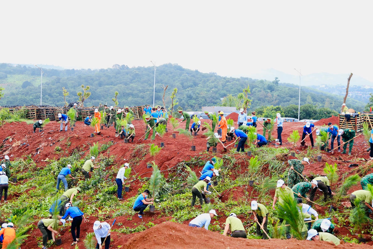 Toàn thể cán bộ, người dân, đoàn viên, thanh niên…đã đồng loạt ra quân trồng cây.